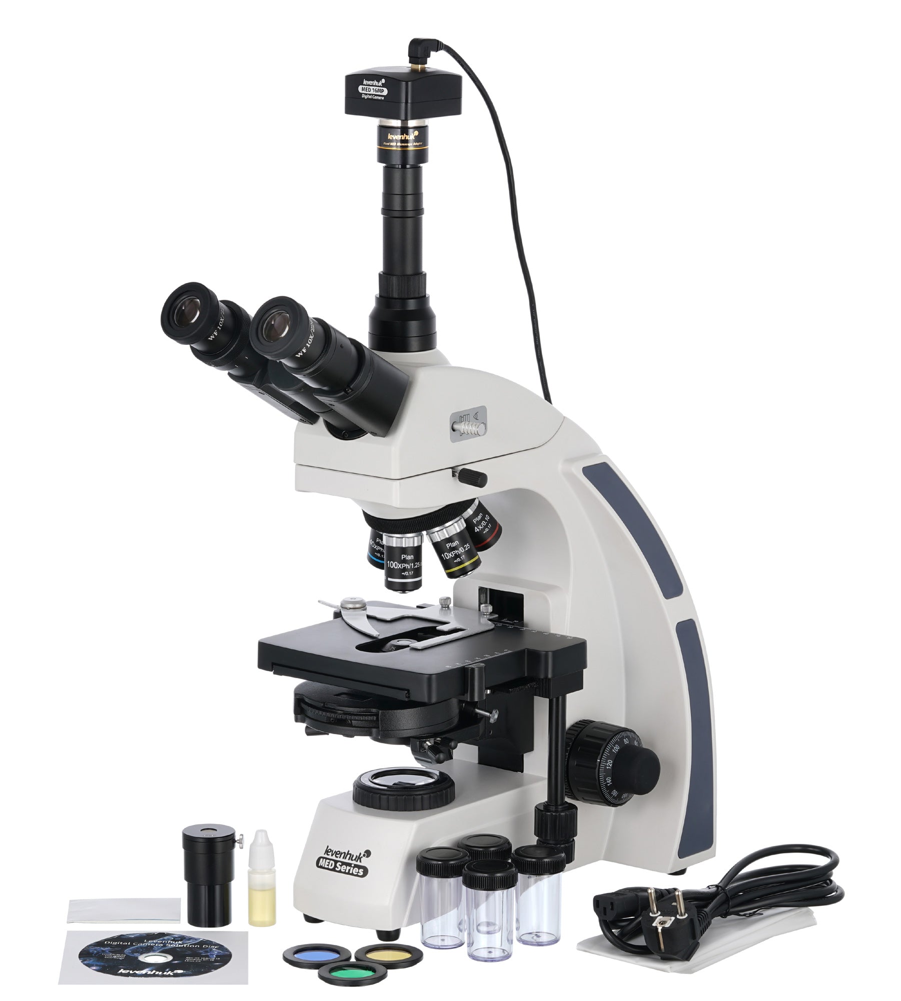 Microscopio trinoculare digitale Levenhuk MED D45T