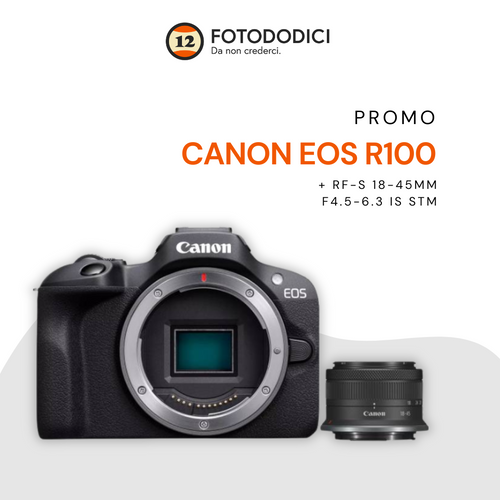 Canon Eos R100 + RF-S 18-45MM F4.5-6.3 IS STM - Garanzia Canon Italia